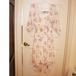 Fig & Flower (Anthropologie brand) Floral Embroidered High Low Dress L